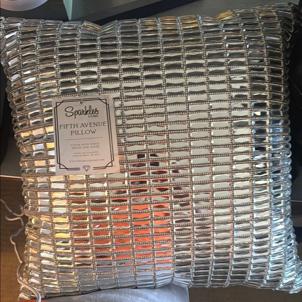 NWT Sparkles Home Silver Fifth Avenue mirror  Pillow 13x13